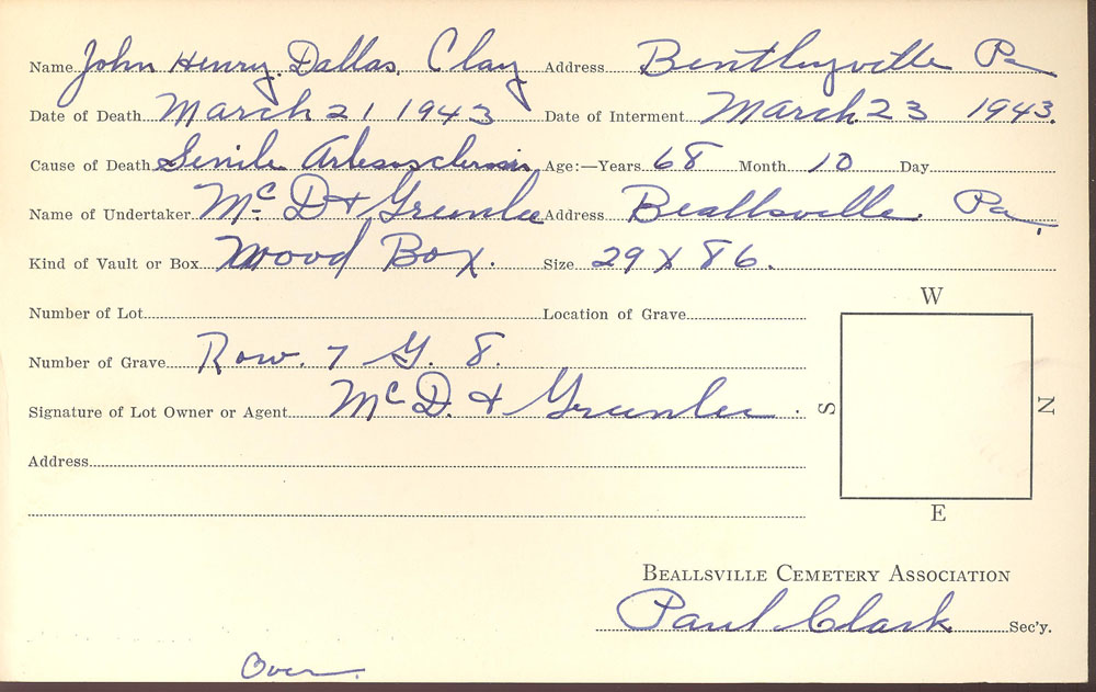 burial card
